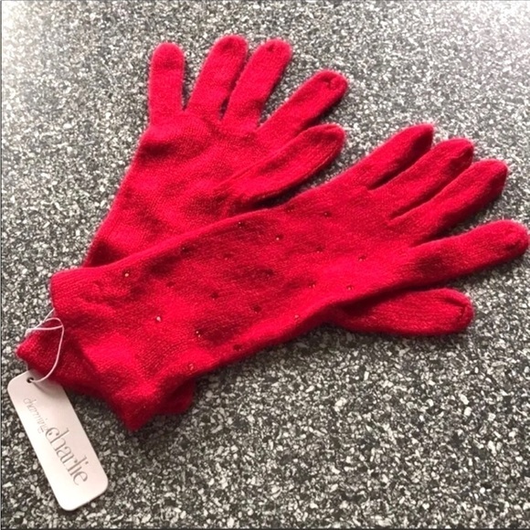 NWT Embellished RED Knit Gloves One size 1 Pair NEW WITH TAGS - Picture 15 of 15